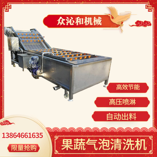 供应全自动商用气泡洗菜机水果涡流气泡清洗机竹笋翻浪清洗机定金