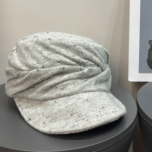 日系复古褶皱一百羊毛报童帽女秋冬百搭休闲保暖显脸小贝雷帽子潮