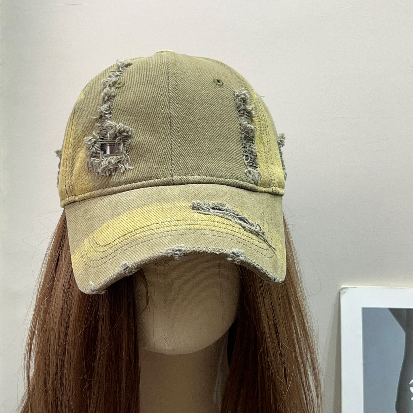 大头围美式复古做旧破洞棒球帽女春夏遮阳百搭鸭舌帽子显脸小男潮