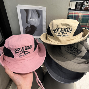 户外大帽檐遮阳速干渔夫帽女夏韩版 y2k西部牛仔辣妹登山防晒帽子