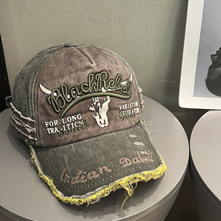 水洗棒球帽女春夏百搭防晒复古字母美式 做旧显脸小遮阳鸭舌帽子男