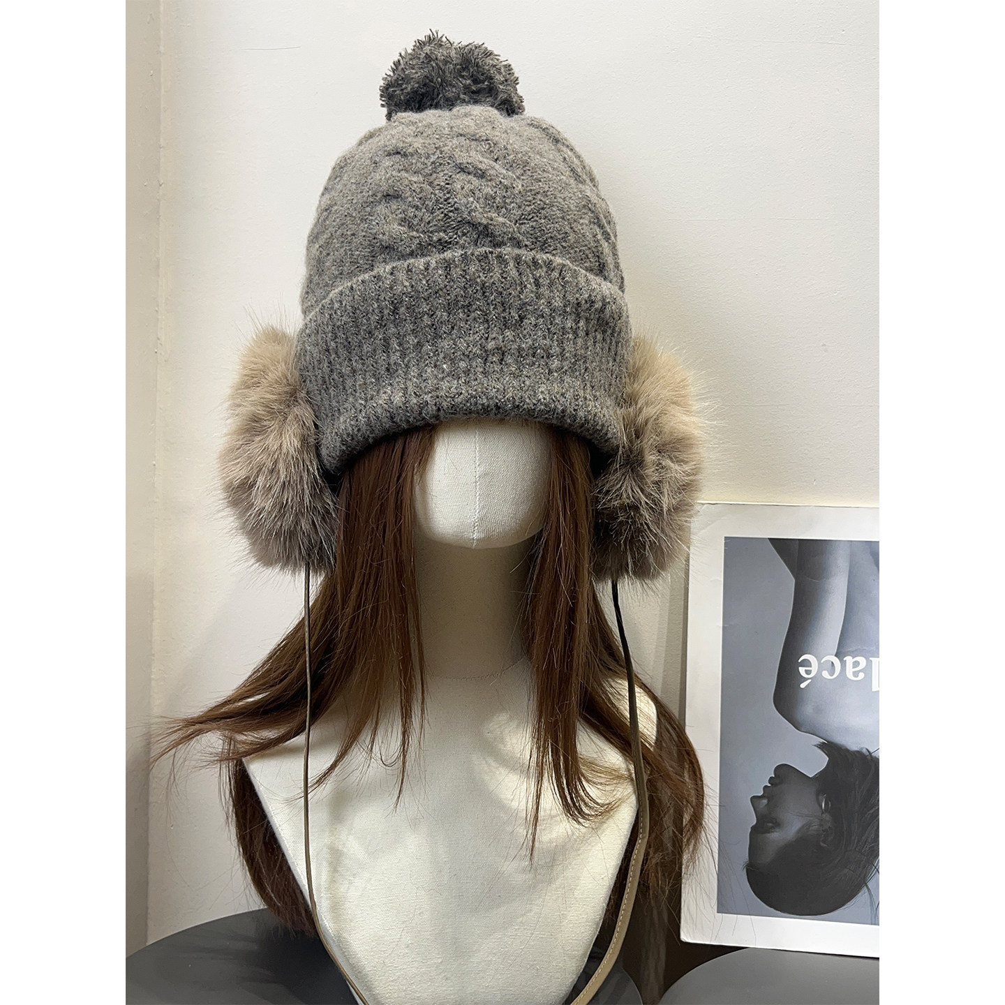 复古川西毛绒护耳耳包毛线帽女秋冬季保暖防寒显脸小设计感针织帽
