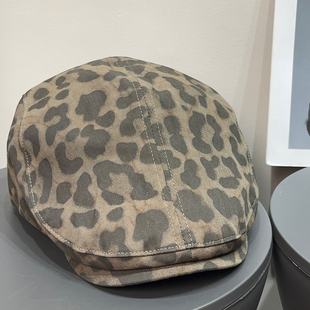 大头围百搭复古豹纹鸭舌前进帽女夏遮阳春秋时髦辣妹显脸小帽子潮