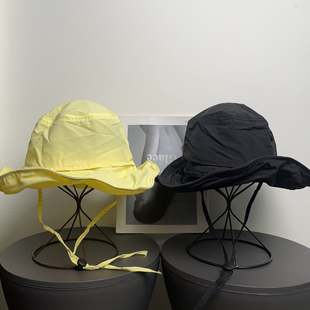 日系可爱渔夫帽女夏季 户外遮阳帽甜美速干帽子 防晒多巴胺系带薄款