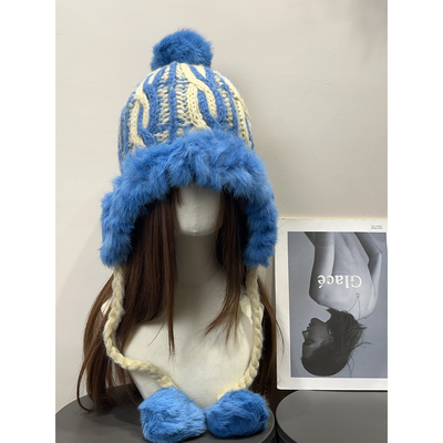 复古禾木雪乡兔毛雷锋帽女冬季保暖哈尔滨防寒显脸小护耳毛球帽子