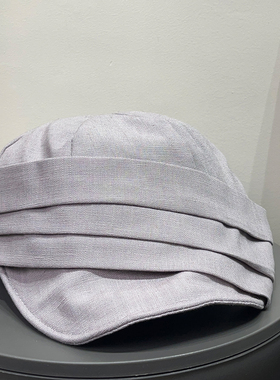 日系复古褶皱报童帽女春夏亚麻防晒遮阳显脸小文艺小众贝雷帽子潮