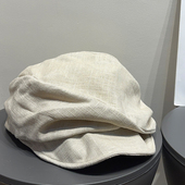 日系复古文艺褶皱云朵贝雷帽女春夏棉麻防晒百搭显脸小报童帽子潮