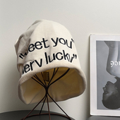 美式 复古堆堆帽女秋冬保暖显脸小字母刺绣套头帽子休闲百搭冷帽潮