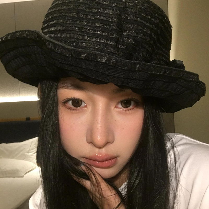 夏季大檐防晒渔夫帽女气质赫本花朵小礼帽度假春夏遮阳显脸小帽子