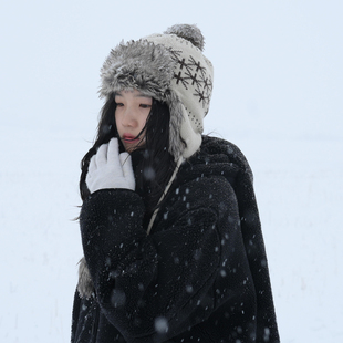 复古新疆那拉提雪乡加厚毛绒雷锋帽女秋冬季 保暖防寒滑雪护耳帽子