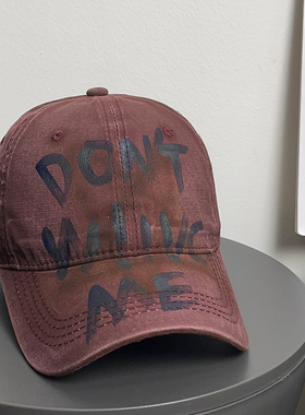 大头围复古涂鸦星星棒球帽女百搭街头潮酷字母显脸小鸭舌帽子男潮