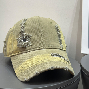 大头围加深全棉破洞棒球帽男女春夏防晒遮阳街头鸭舌帽子显脸小潮