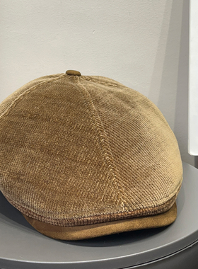 大头围复古灯芯绒鸭舌麂皮前进帽女秋冬百搭保暖显脸小文艺贝雷帽