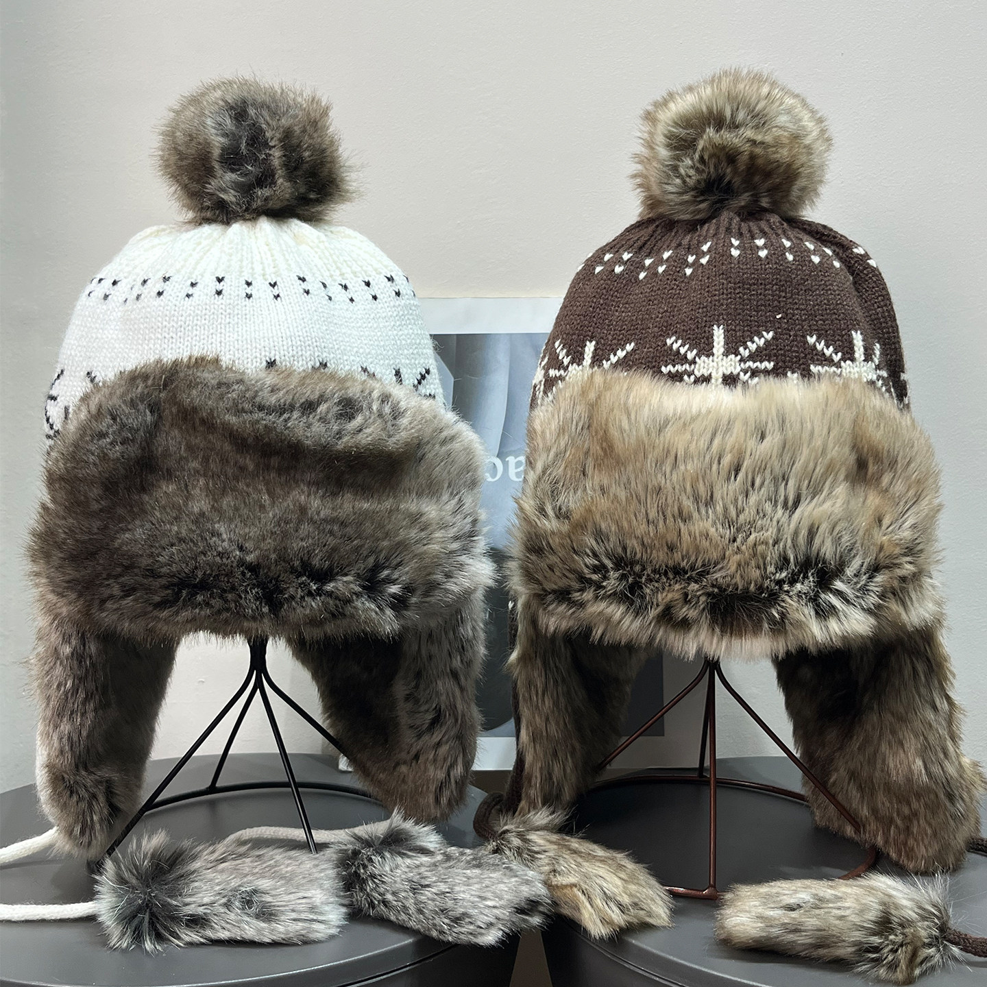 复古西藏冈仁波齐旅游毛绒雷锋帽女秋冬保暖防寒护耳加厚毛线帽子