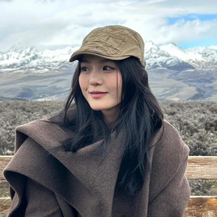 大头围复古川西刺绣鸭舌前进帽女春夏遮阳防晒百搭显脸小贝雷帽子