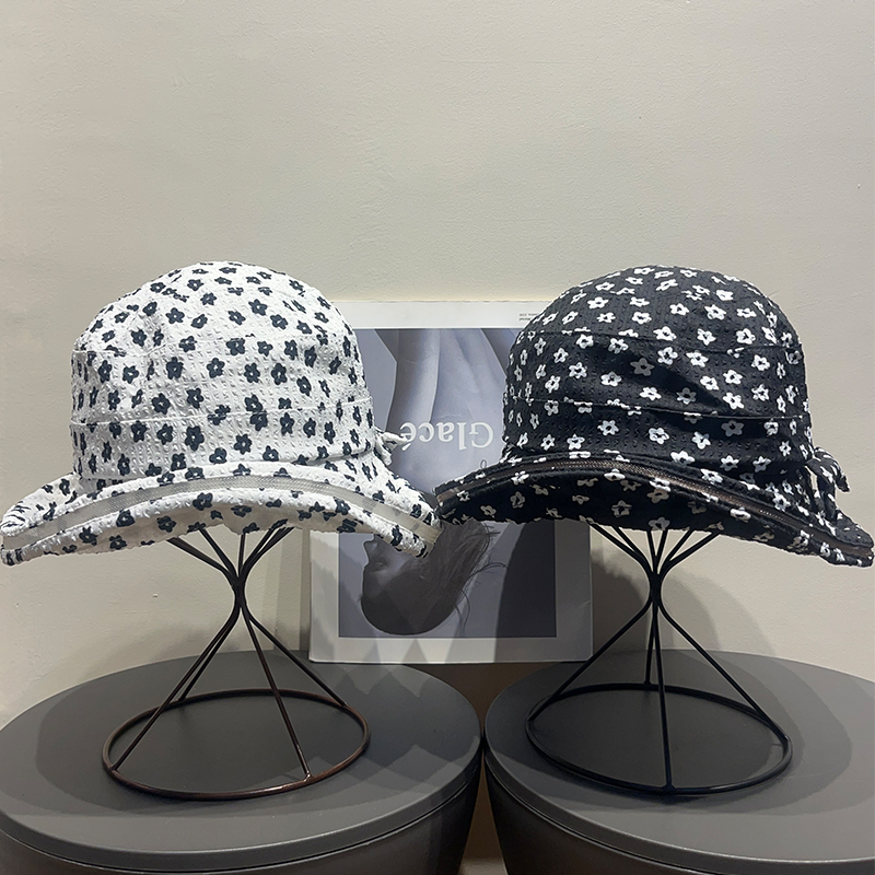 复古休闲碎花渔夫帽女春夏百搭遮阳帽显脸小防晒防紫外线盆帽帽子