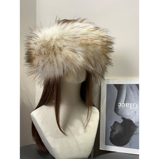 复古长白山雪山加长加厚防貂绒发带帽子女冬季拍照保暖防风显脸小