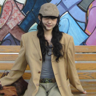 早秋古早感重工荷花刺绣前进帽女百搭大头围宽檐显脸小贝雷帽子潮