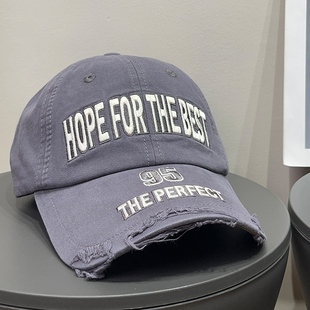 美式 复古大字母刺绣加深棒球帽女春夏百搭防晒街头鸭舌帽子男潮酷