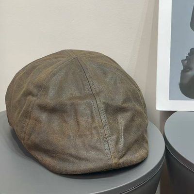 复古做旧擦染麂皮鸭舌前进帽女秋冬百搭时髦休闲显脸小报童帽子潮