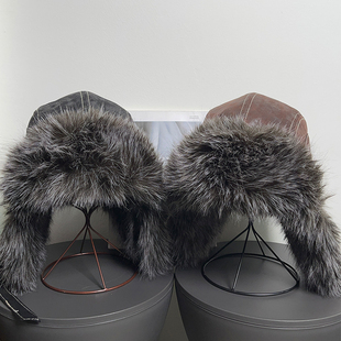 阿勒泰复古防狐狸毛皮草毛绒雷锋帽女秋冬保暖护脸护耳草原帽子男