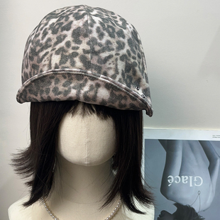 复古翻檐豹纹鸭舌报童帽女秋冬百搭做旧时髦辣妹显脸小贝雷帽子潮