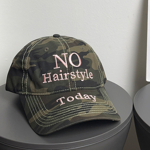 大头围复古迷彩刺绣棒球帽女美式 辣妹户外防晒显脸小鸭舌帽子男潮