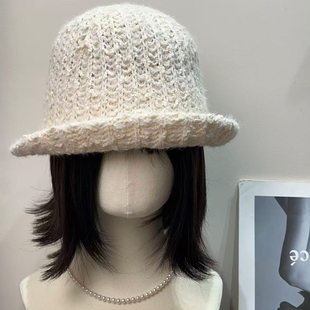 日系可爱软糯翻檐卷边渔夫帽女秋冬百搭保暖显脸小文艺水桶帽子潮