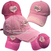 韩版 粉色爱心棒球帽女可爱小猫ins软顶大头围显脸小鸭舌帽子 新款