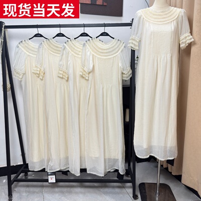 蕾丝拼接花边领衬衫连衣裙胸花