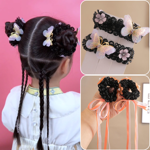 儿童假发丸子头专用发圈女童发饰扎头绳不伤发宝宝橡皮筋头花头饰