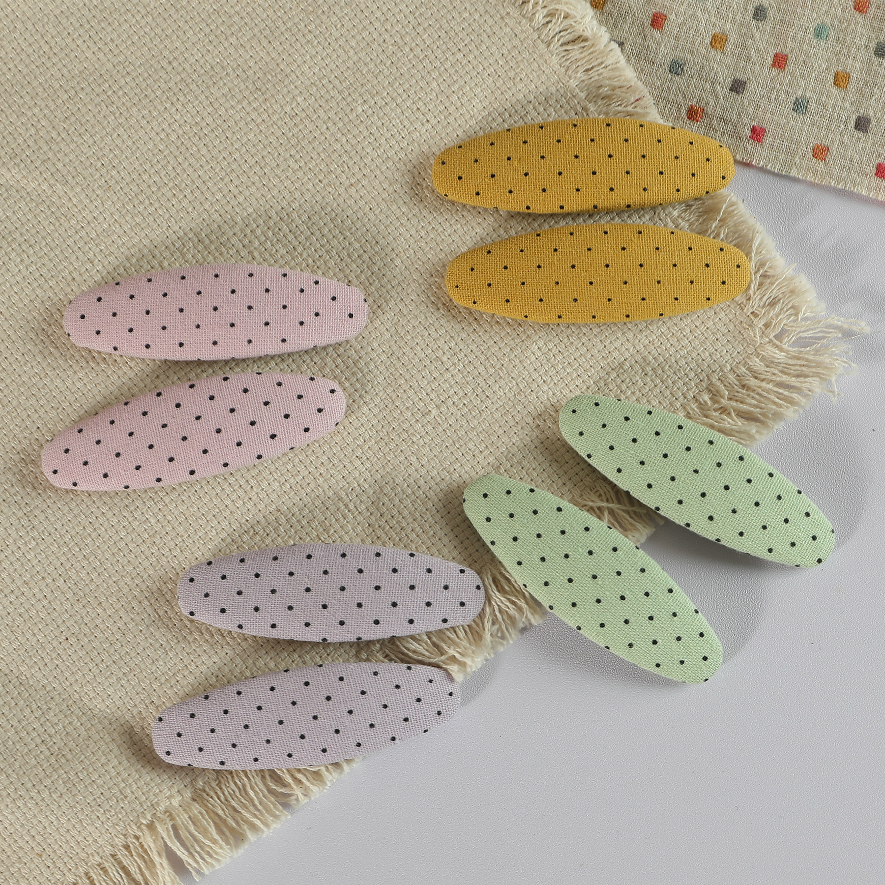 儿童新款波点BB夹糖果色布艺不伤发碎发夹女童简约碎发夹头饰发饰