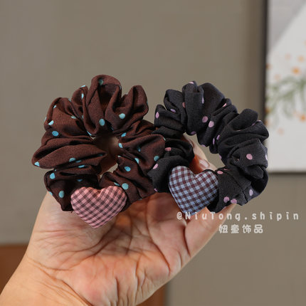 儿童波点布艺大肠发圈女童复古风扎发百搭头绳小女孩日常头饰发饰
