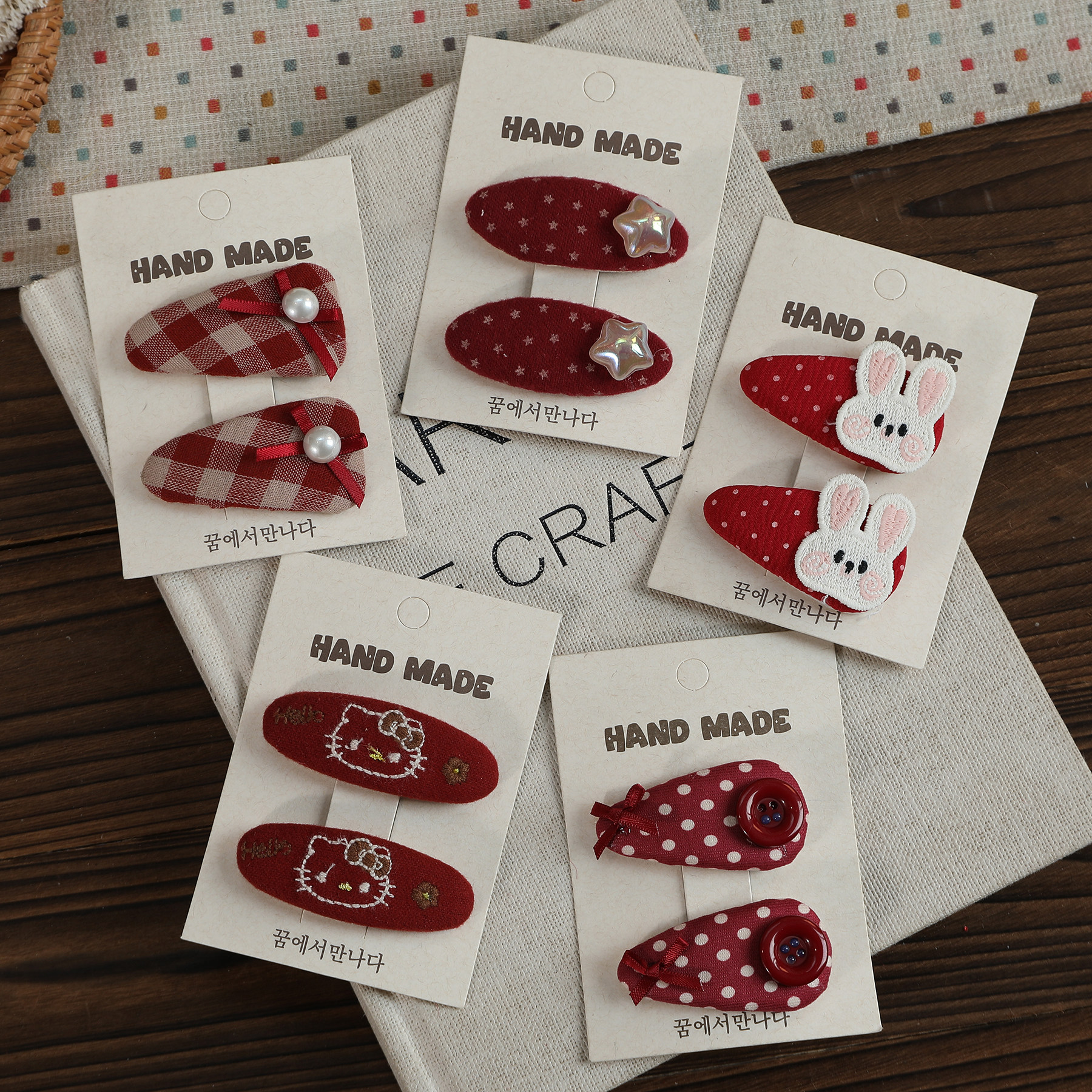 儿童卡通BB夹百搭蝴蝶结发夹女童红色系波点布艺刘海夹甜美发饰,童装/婴儿装/亲子装,发饰,淘宝优惠券,粉丝福利购,淘宝优惠卷