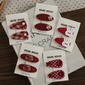 儿童卡通BB夹百搭蝴蝶结发夹女童红色系波点布艺刘海夹甜美发饰