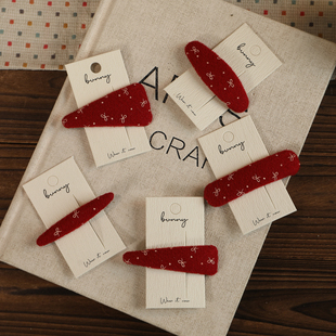 儿童新年红蝴蝶结水滴bb夹女童发夹气质女孩侧边刘海夹高级感发饰