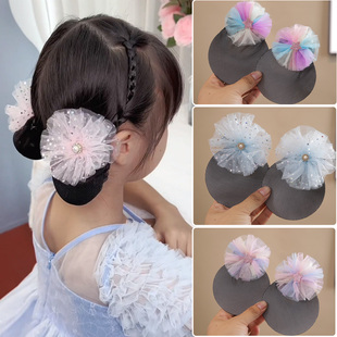 女童丸子头发网兜包发儿童发网舞蹈盘头发兜发夹考级跳舞盘发发饰