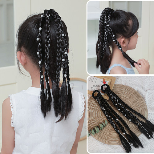 儿童马尾辫甜酷假发辫女孩可爱麻花辫刘海拳击辫马尾网红个性发饰