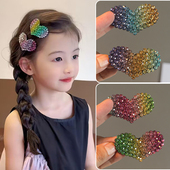 儿童爱心水钻发夹韩版 渐变色碎发夹女童侧边刘海夹不伤发宝宝头饰