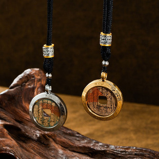 山鬼花钱朱砂鱼跃龙门纯铜民族风挂件钥匙扣吊坠项链平安扣挂饰