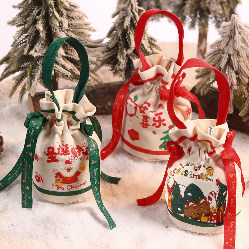 2026款圣诞节装饰品平安夜苹果礼物袋糖果手提袋平安果礼品包装盒