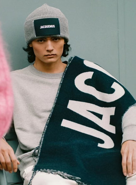 秋冬新款jacquemus羊毛针织帽户外保暖大logo毛线帽情侣冷帽男女