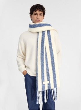 2025秋冬新款羊驼毛围巾秋冬新款条纹马海毛大披肩男女通用围脖