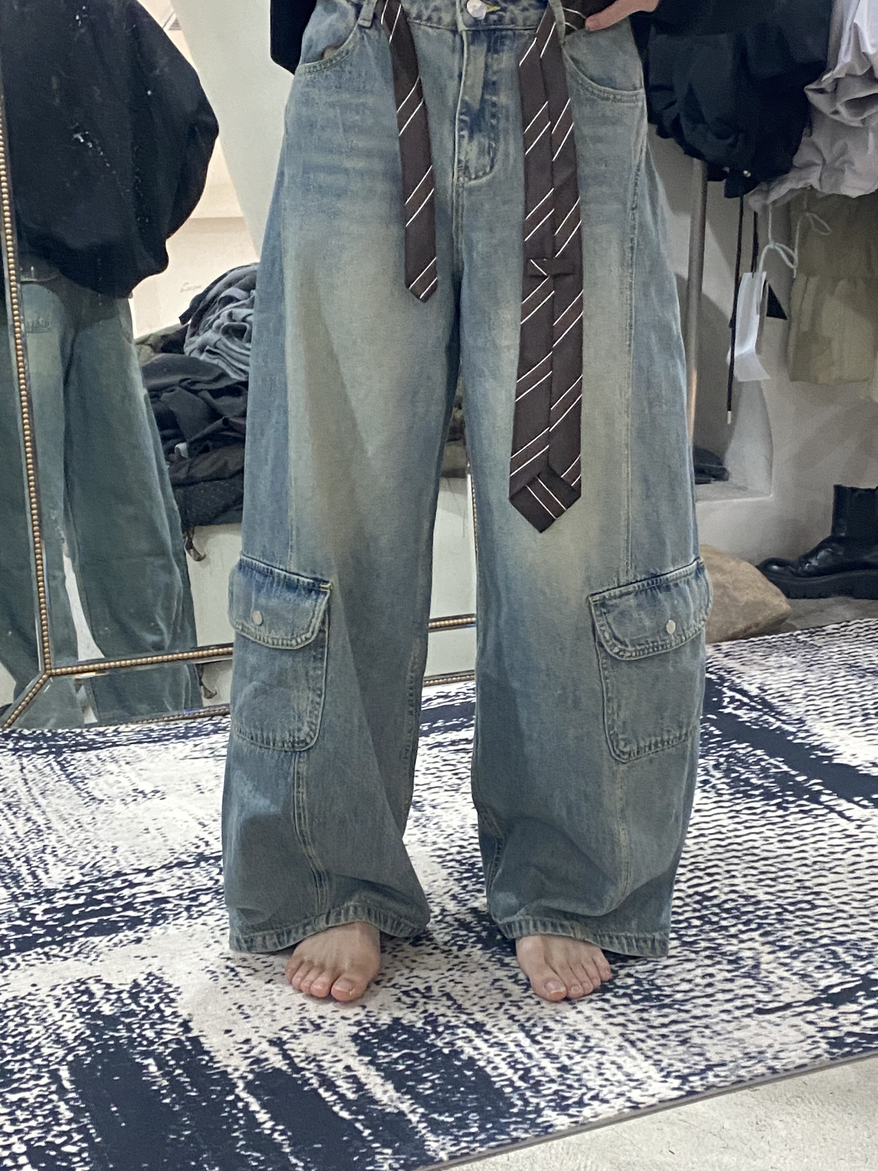 MUDENG美式复古水洗做旧牛仔裤女高腰显瘦直筒阔腿拖地长裤子,女装/女士精品,大码裤装,淘宝优惠券,粉丝福利购,淘宝优惠卷