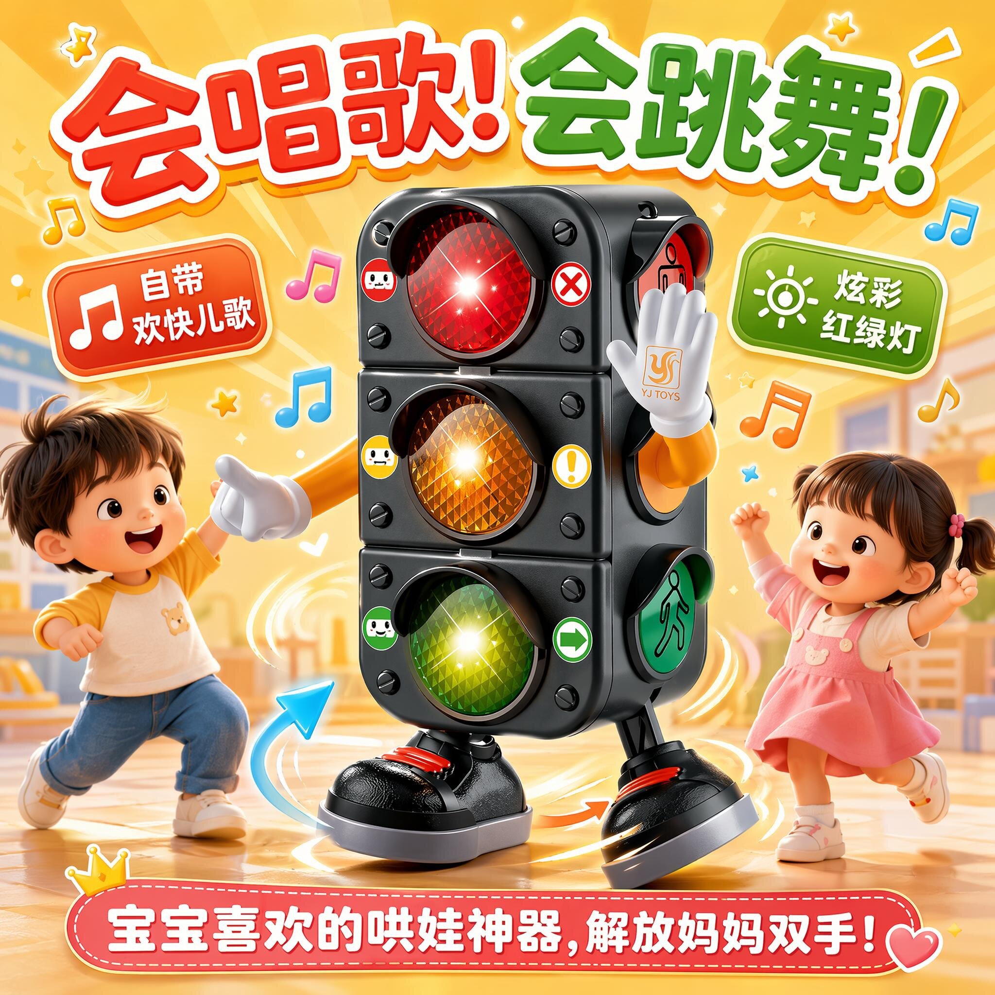 卡通饮料罐跳舞红绿灯玩具公仔灯光音乐易拉罐机器人男女孩电动