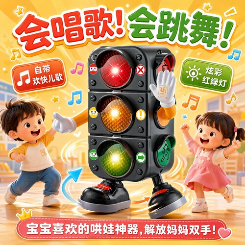 卡通饮料罐跳舞红绿灯玩具公仔灯光音乐易拉罐机器人男女孩电动