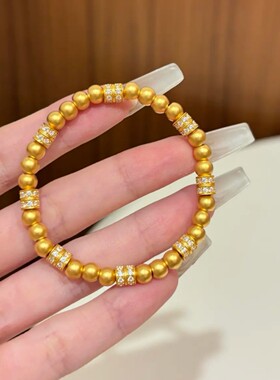 黄金色转运珠冷门手串中古风高级金珠镶钻手链女手饰首饰串珠珠子