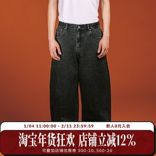 WHOOSIS（不知其名）满钻水洗牛仔裤长裤子宽松休闲美式街头男女