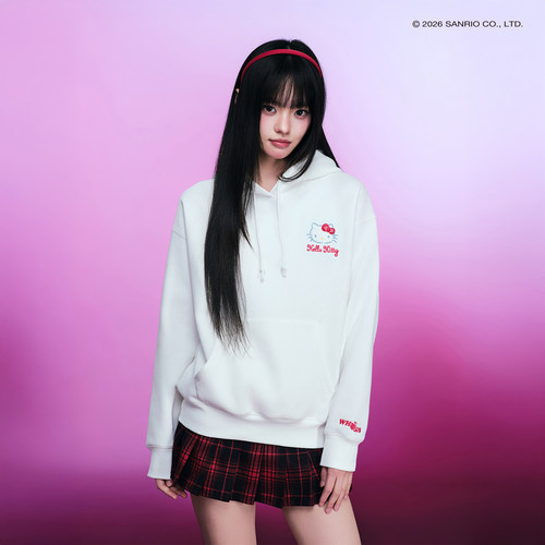 【HELLO KITTY官方联名】WHOOSIS 爱心樱桃女款帽衫卫衣春季休闲