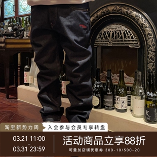 牛仔裤 纯色logo红皮牌原牛美式 直筒休闲潮男 不知其名 WHOOSIS